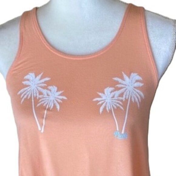 VICTORIAS SECRET Pink Coral Peach Palm Yoga Running Workout Tank Womens Large - Picture 3 of 16